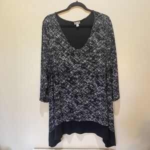 J. Jill Wearever Collection Rayon Spandex Women's Blouse Top Sz  XL Longer Sides
